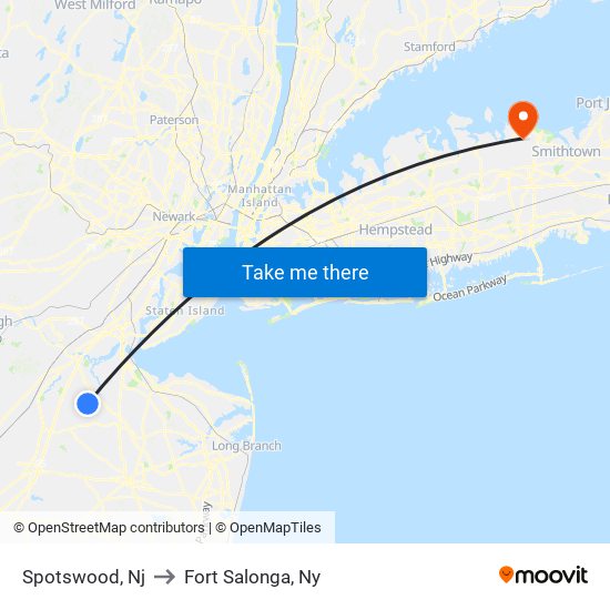 Spotswood, Nj to Fort Salonga, Ny map