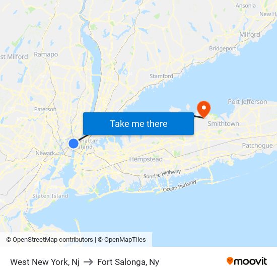 West New York, Nj to Fort Salonga, Ny map