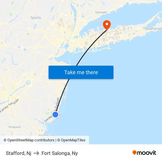 Stafford, Nj to Fort Salonga, Ny map