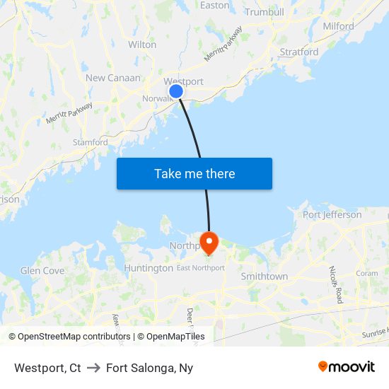 Westport, Ct to Fort Salonga, Ny map