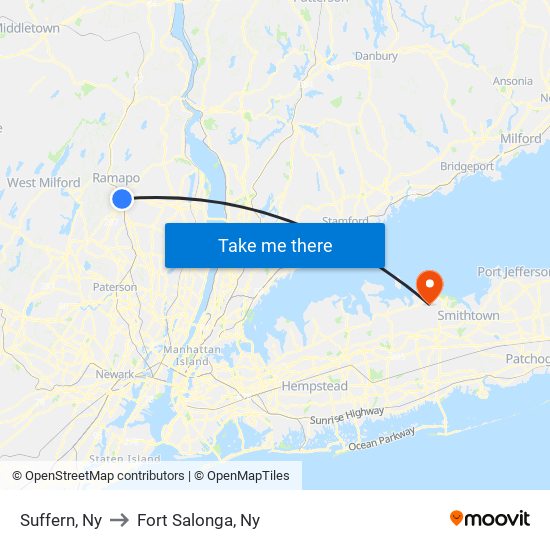 Suffern, Ny to Fort Salonga, Ny map