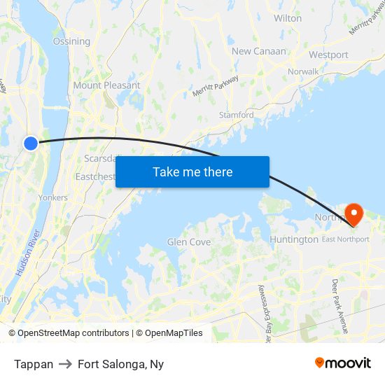 Tappan to Fort Salonga, Ny map