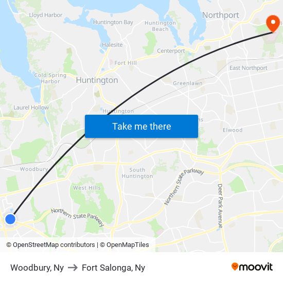 Woodbury, Ny to Fort Salonga, Ny map