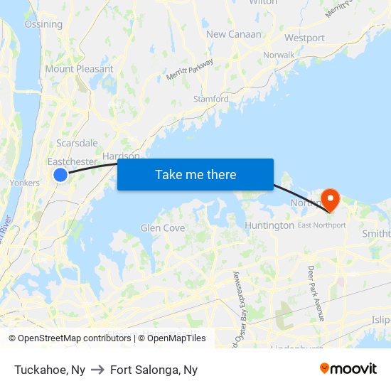 Tuckahoe, Ny to Fort Salonga, Ny map