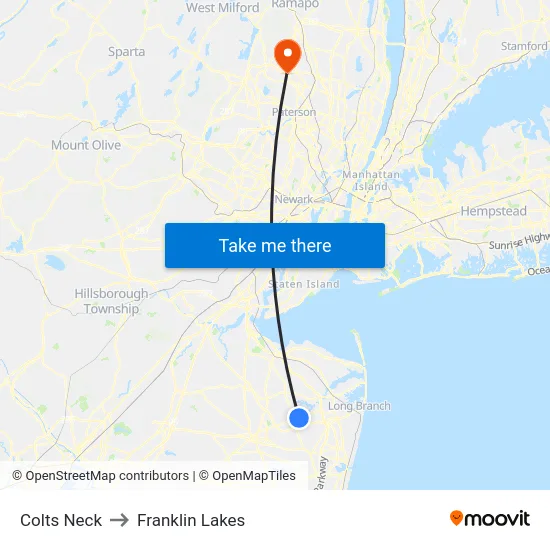 Colts Neck, Nj to Franklin Lakes map