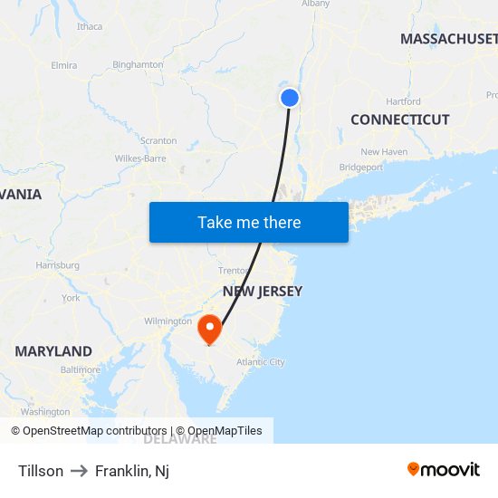 Tillson to Franklin, Nj map