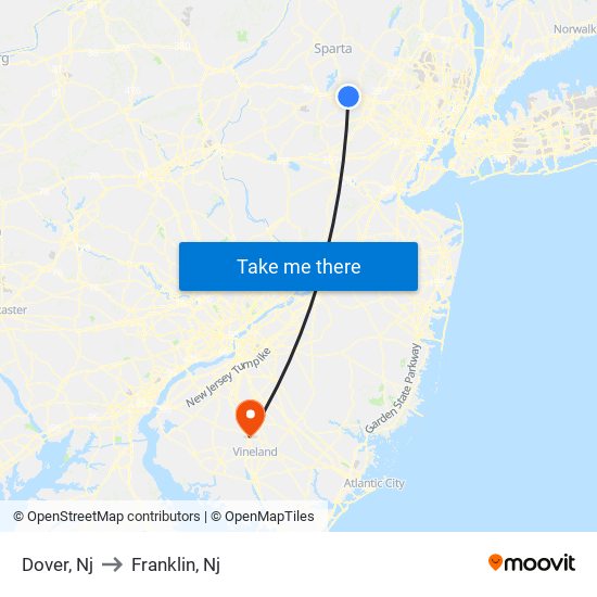 Dover, Nj to Franklin, Nj map