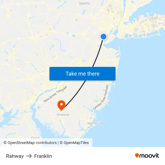 Rahway to Franklin map