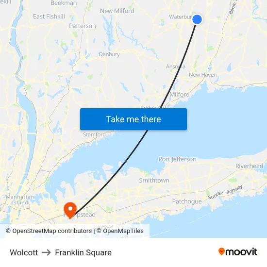 Wolcott to Franklin Square map