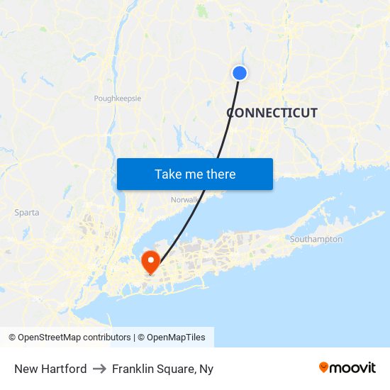 New Hartford to Franklin Square, Ny map