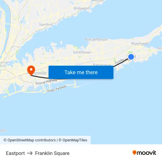Eastport to Franklin Square map