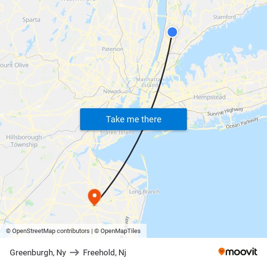 Greenburgh, Ny to Freehold, Nj map