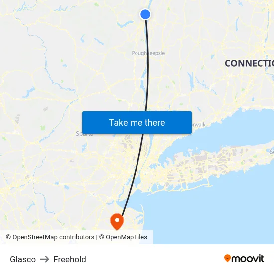 Glasco to Freehold map