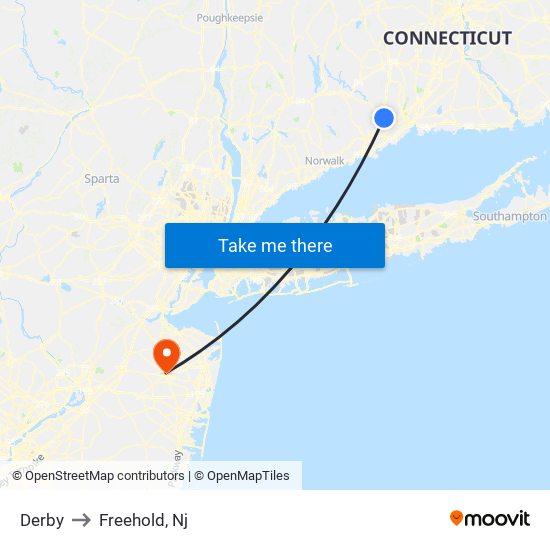 Derby to Freehold, Nj map