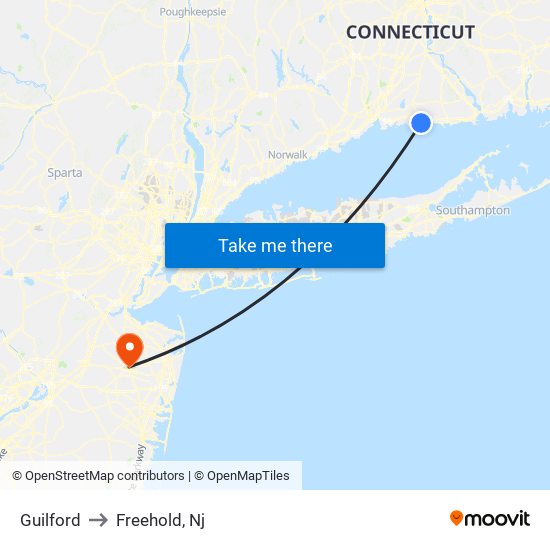 Guilford to Freehold, Nj map