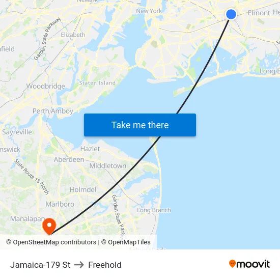 Jamaica-179 St to Freehold map