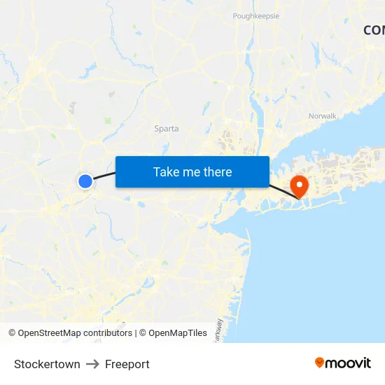 Stockertown to Freeport map
