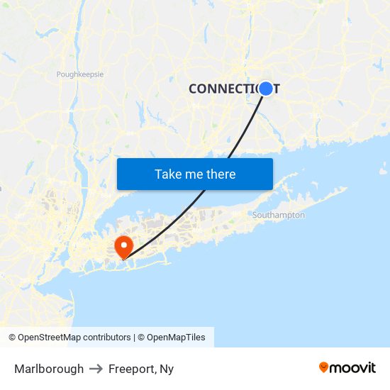 Marlborough to Freeport, Ny map