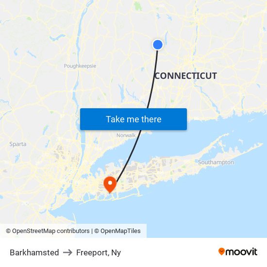 Barkhamsted to Freeport, Ny map