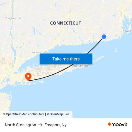 North Stonington to Freeport, Ny map