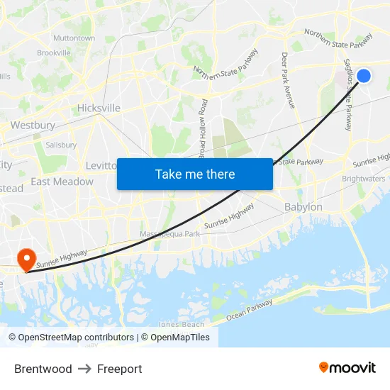 Brentwood to Freeport map