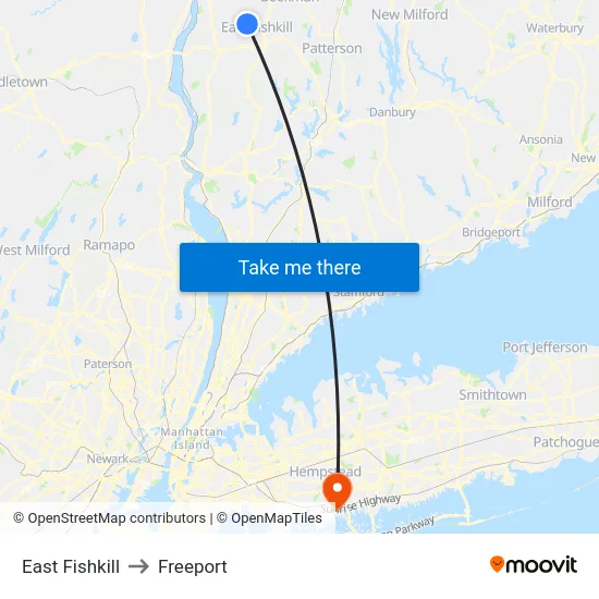 East Fishkill to Freeport map