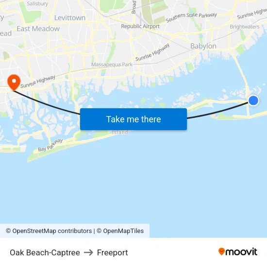 Oak Beach-Captree to Freeport map