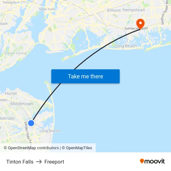Tinton Falls to Freeport map