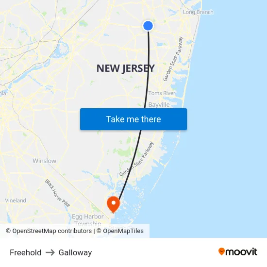 Freehold to Galloway map