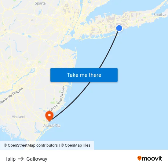 Islip to Galloway map