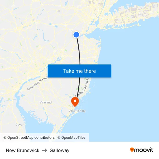 New Brunswick to Galloway map