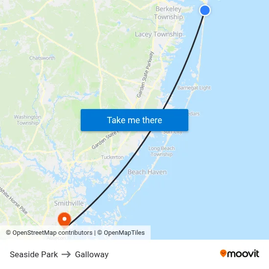Seaside Park to Galloway map