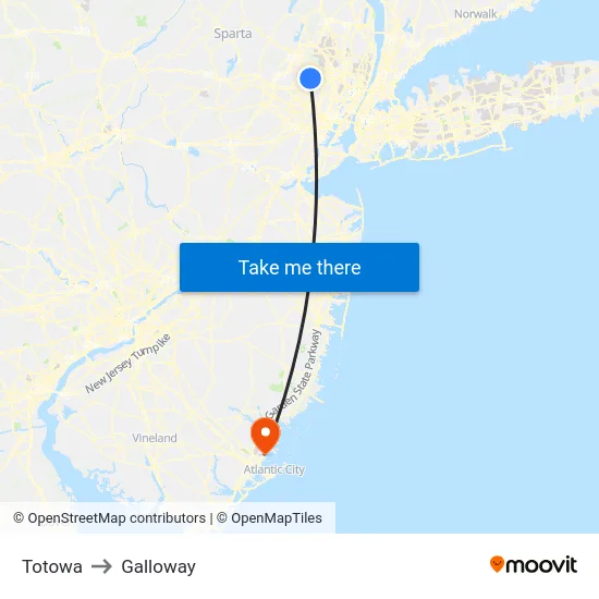 Totowa to Galloway map