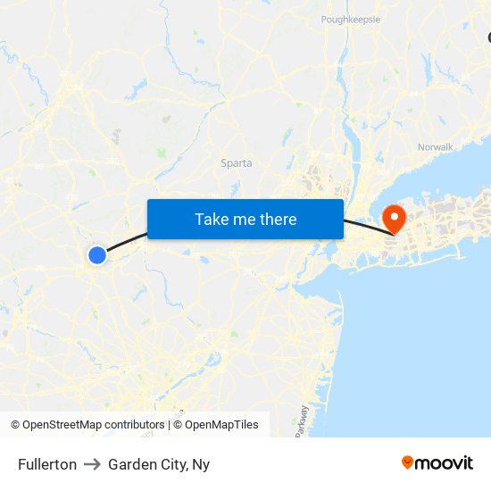 Fullerton to Garden City, Ny map