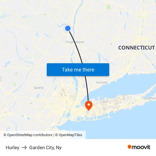 Hurley to Garden City, Ny map