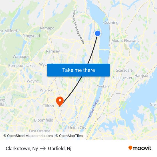 Clarkstown, Ny to Garfield, Nj map