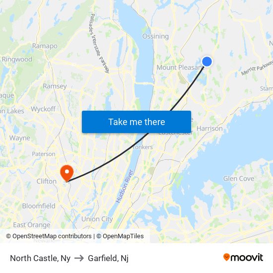 North Castle, Ny to Garfield, Nj map