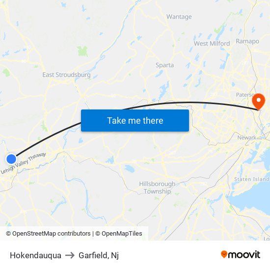 Hokendauqua to Garfield, Nj map