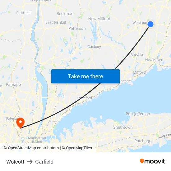Wolcott to Garfield map