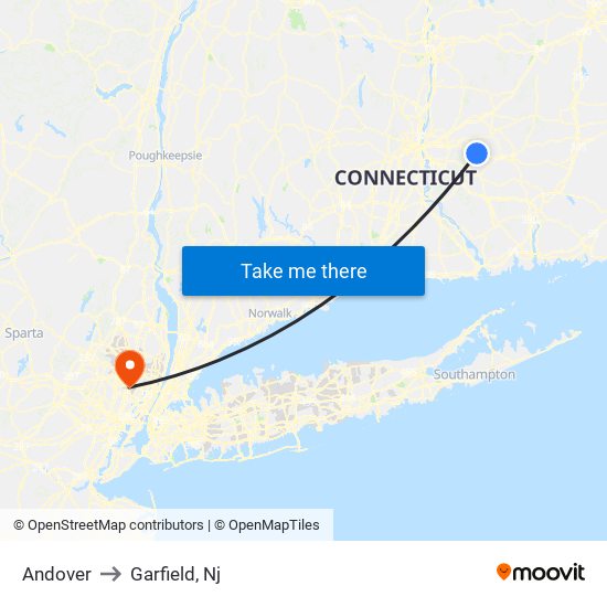 Andover to Garfield, Nj map