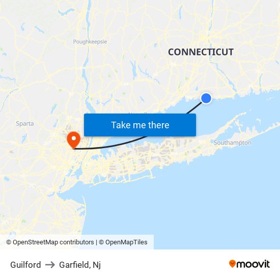 Guilford to Garfield, Nj map