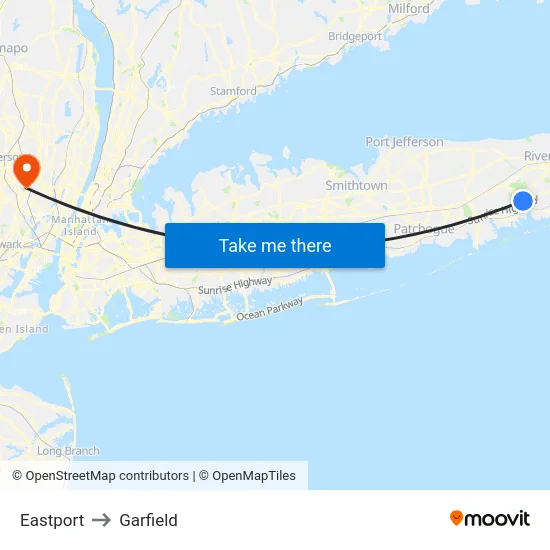 Eastport to Garfield map