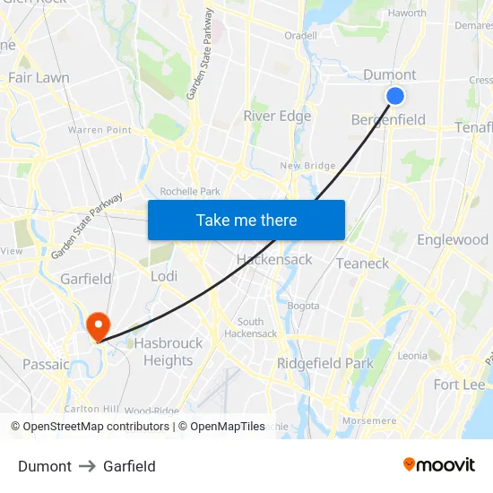 Dumont to Garfield map