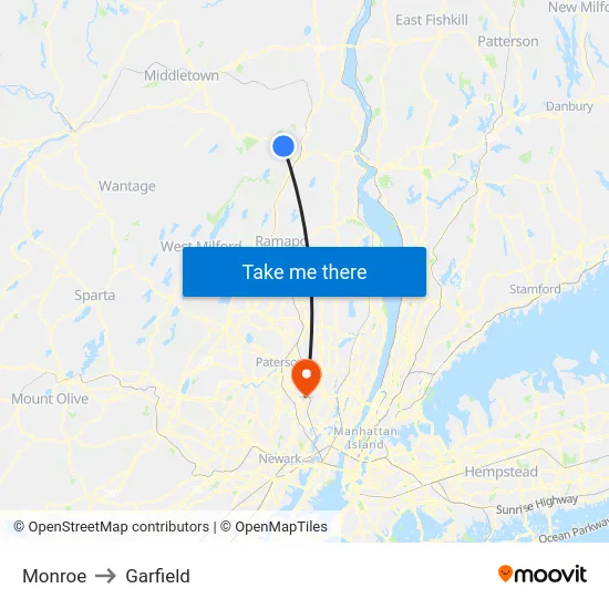 Monroe to Garfield map