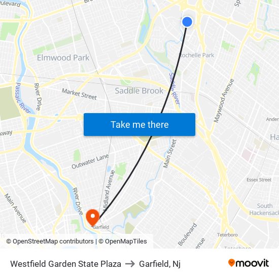 Westfield Garden State Plaza, Paramus, Nj to Garfield, Nj, New York - New  Jersey with public transportation