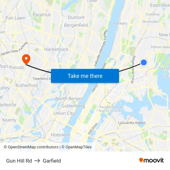 Gun Hill Rd to Garfield map