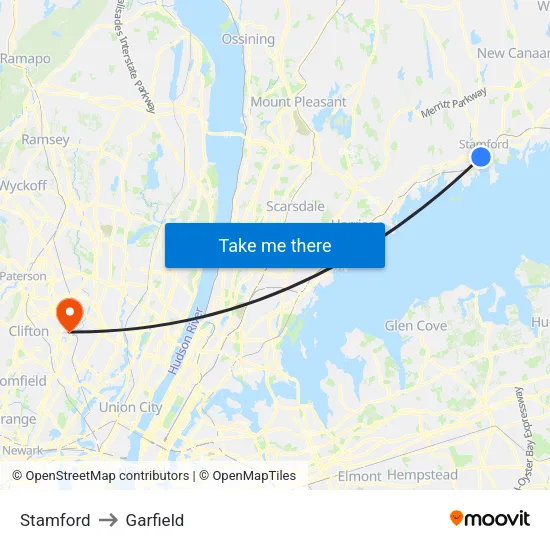 Stamford to Garfield map