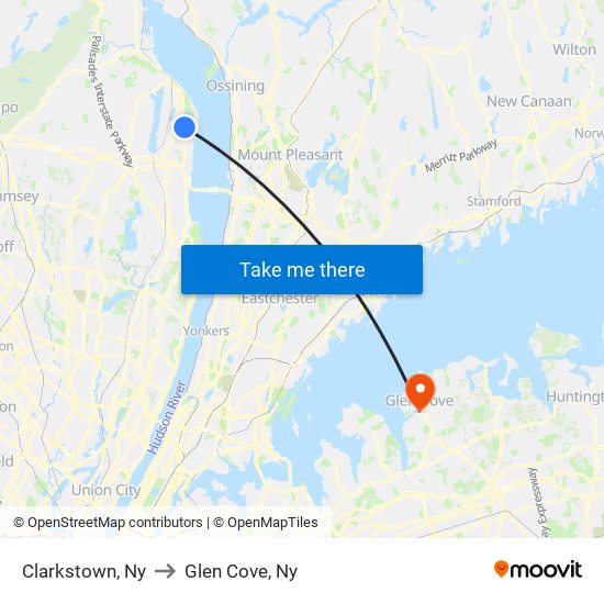 Clarkstown, Ny to Glen Cove, Ny map