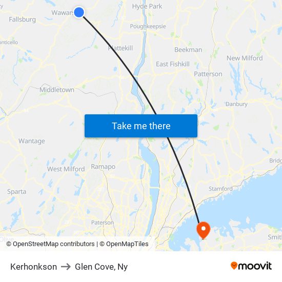 Kerhonkson to Glen Cove, Ny map