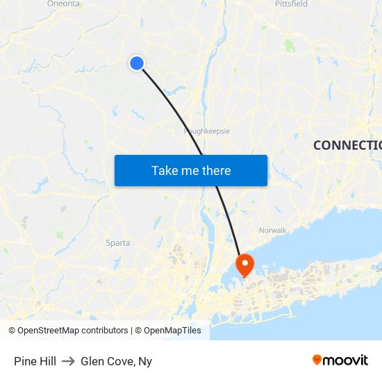 Pine Hill to Glen Cove, Ny map